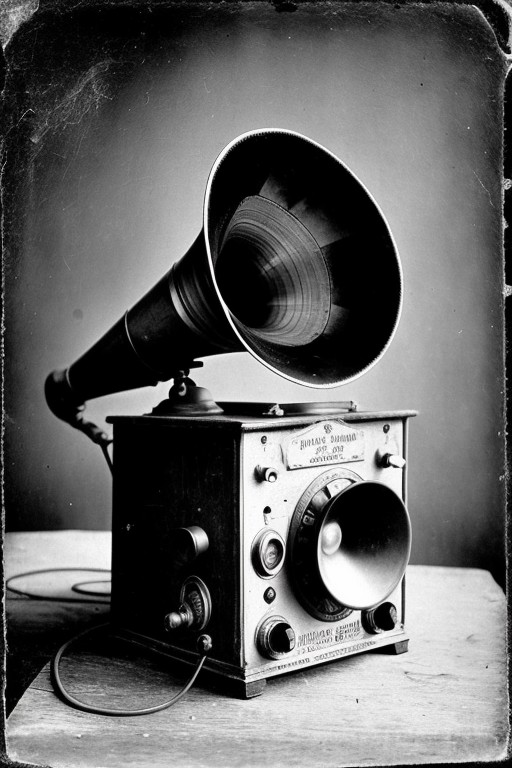 vintage ancient historical photo camera:gramophone, 19th century, rusty dusty, 1890, product photo,   barnum